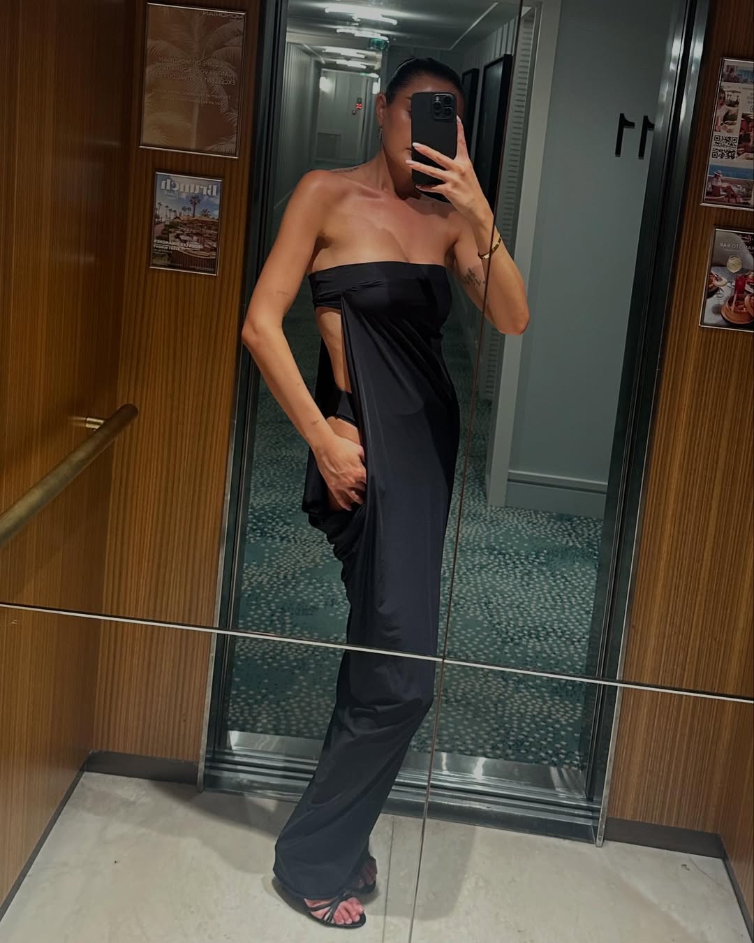 Georgina Downe wearing a cutout dress