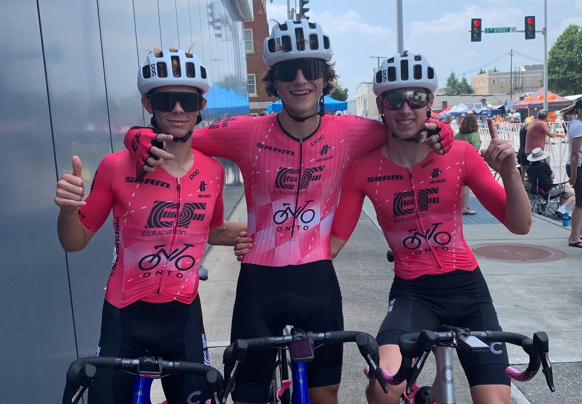 Trio of EF Education-ONTO riders all won US national titles in 2023 (L to R): Peyton Burckel, Enzo Hincapie and Gray Barnett by EF Education-ONTO