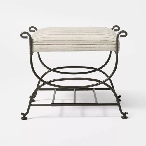 Threshold designed w/Studio McGee, Metal Ottoman Performance Stripe Fabric