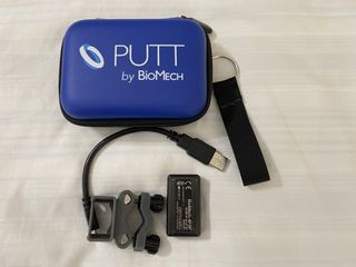 The BioMech Putt package comes with a case, sensor, charging cord and clip for the putter shaft.