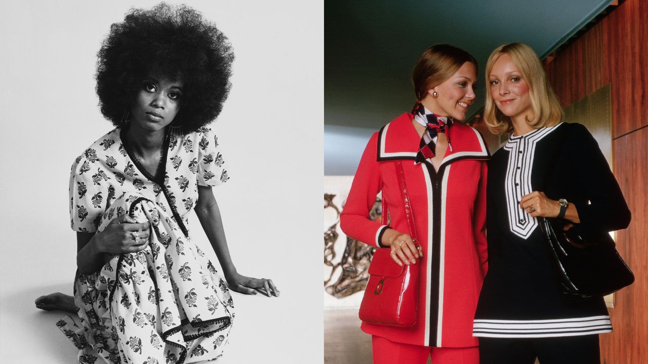 70s fashion - dresses and pants suit