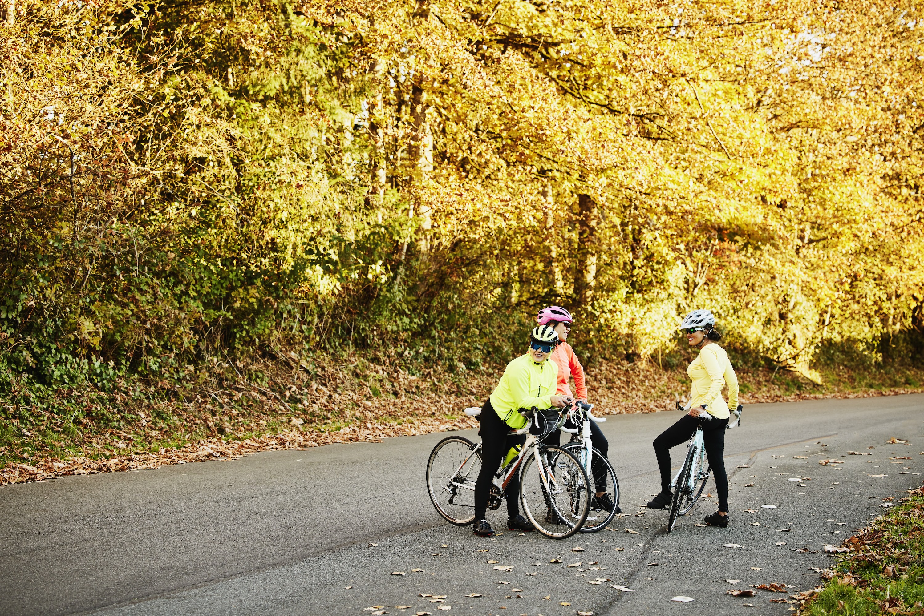 Three female cyclists