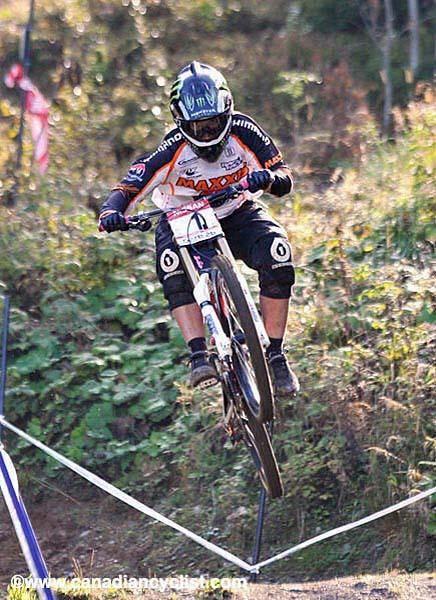 Sabrina Jonnier (Team Maxxis Rocky Mountain) after six wins in seven races, has an unbeatable lead for the women's title.