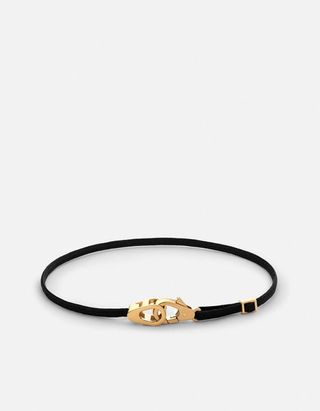 Caden Pull Bracelet, Gold Vermeil/black