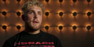 Jake Paul being interviewed on Showtime with a t-shirt on.