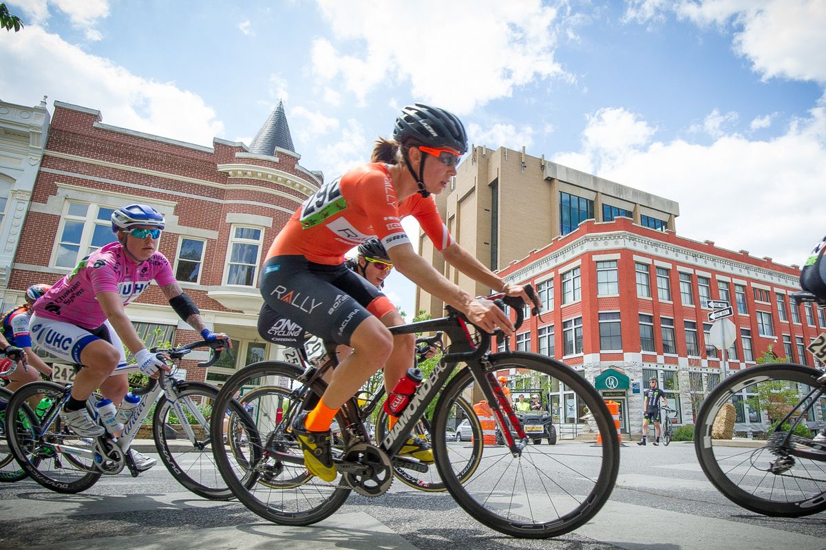 The peloton in downtown Fayetteville