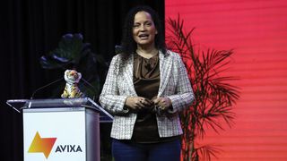 Jared Sousa and Noelle Russell speak at InfoComm 2025.