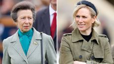 Composite of a picture of Princess Anne on day 2 of the 2024 Royal Windsor Horse Show and a picture of Zara Tindall at day 2 of the April Meeting at Cheltenham Racecourse