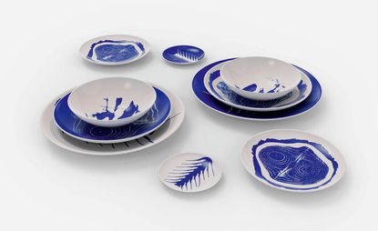 Colourful plates for showcases