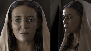 A facial approximation of an ancient woman. 