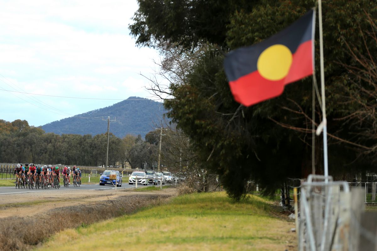 The flag flies at the Tour of King Valley