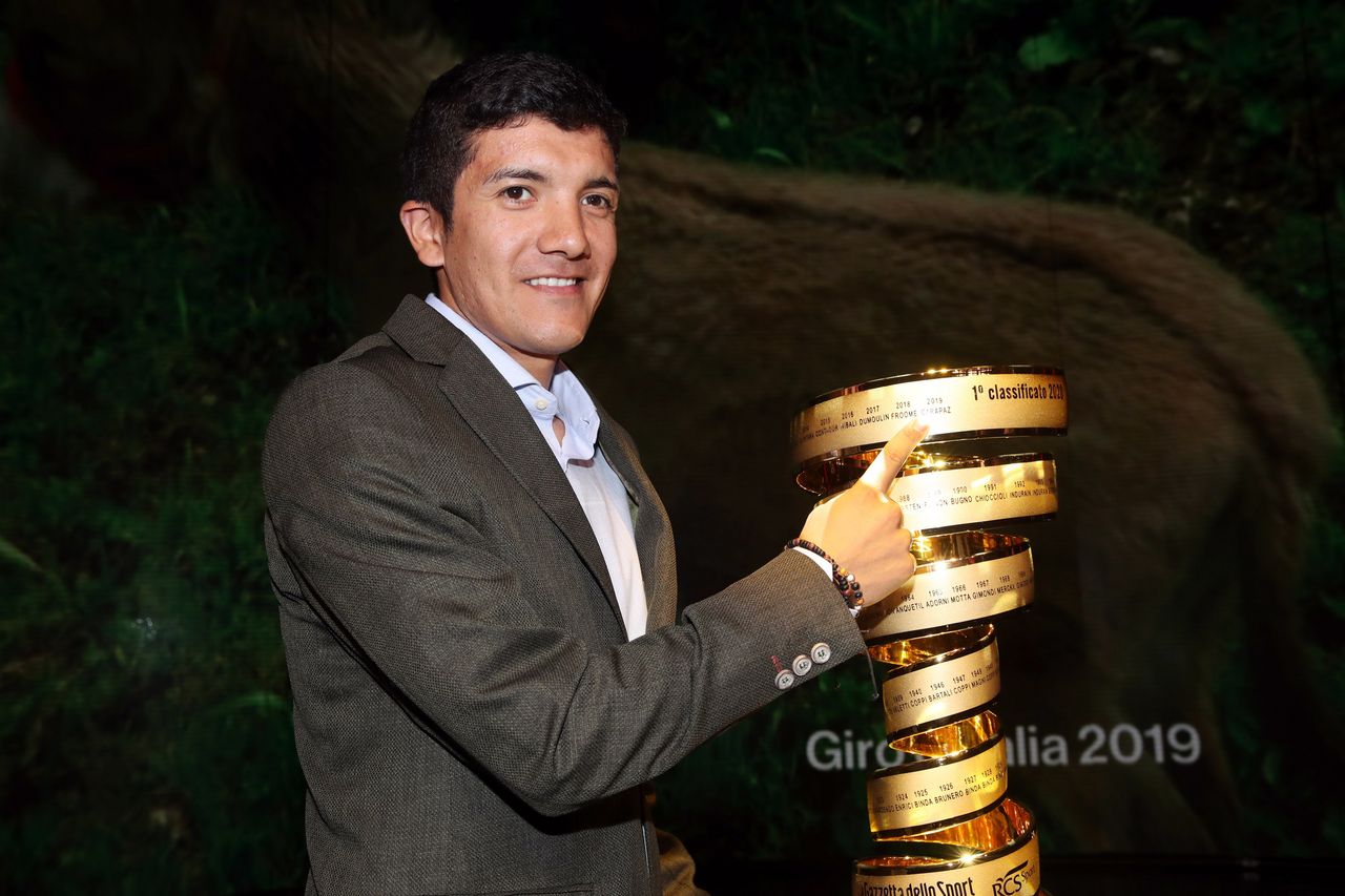 Richard Carapaz at the 2020 Giro d'Italia route presentation in Milan