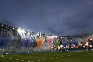 A spectacular opening ceremony was watched by a quarter-full stadium of 16,000 spectators at the Olympic Stadium in Rome