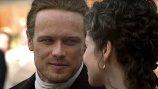 sam heughan as jamie fraser in outlander season 5 on starz screenshot youtube