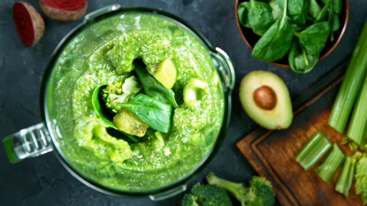 Green smoothie in blender