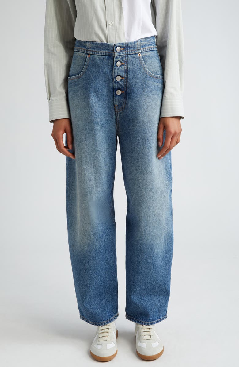 Button Fly Balloon Leg Jeans