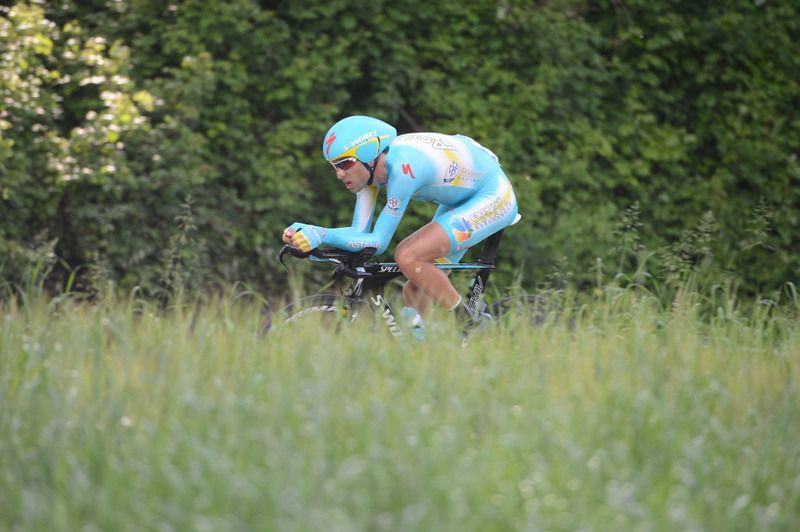 Vincenzo Nibali during the stage time trial after which he would be leading the Giro