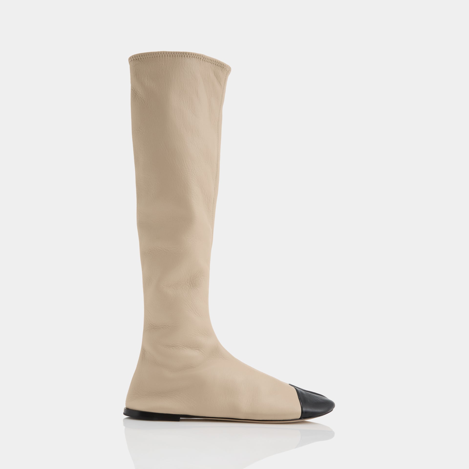 Tabi Stretch Knee Boot - Black + Travertino / 35