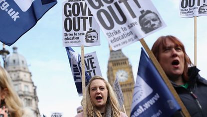Teachers at a one-day walkout in London