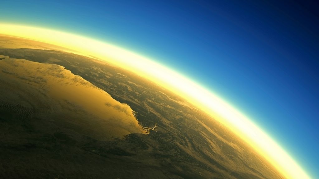 close up of one region of earth&#039;s atmosphere as viewed from space