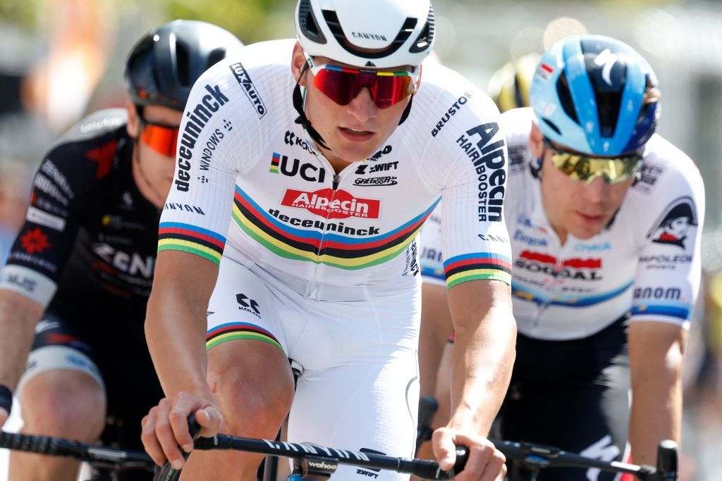 New men&#039;s world road race champion Mathieu van der Poel (Alpecin-Deceuninck) races at the EttenLeur criterium