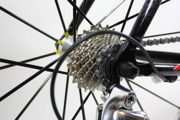 Museeuw provided an 11-23T, 10-speed Ultegra cassette which we fitted to our own test wheels