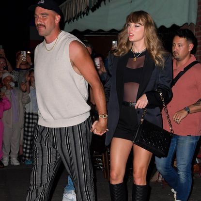 Taylor Swift and Travis Kelce on a date to Lucali pizza where swift wears classic black boots