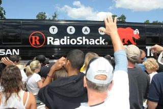 The RadioShack bus attracted a huge crowd