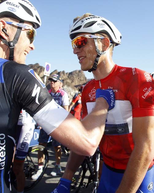 Marcel Kittel with Julian Vermote after the stage