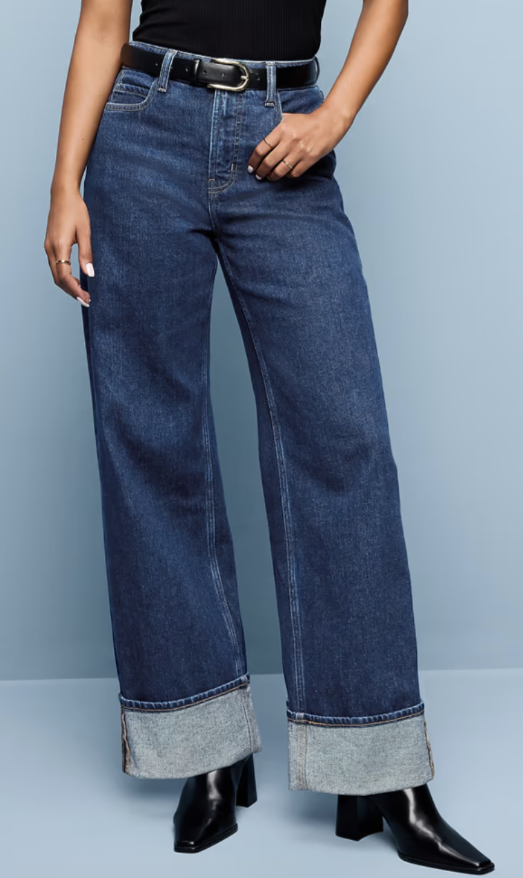 Old Navy, Curvy Extra High-Waisted Cuffed Wide-Leg Jeans