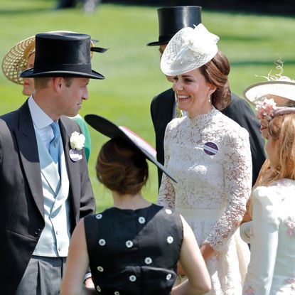 Prince William and Princess Kate talking to Princess Eugenie and Princess Beatrice at Royal Ascot