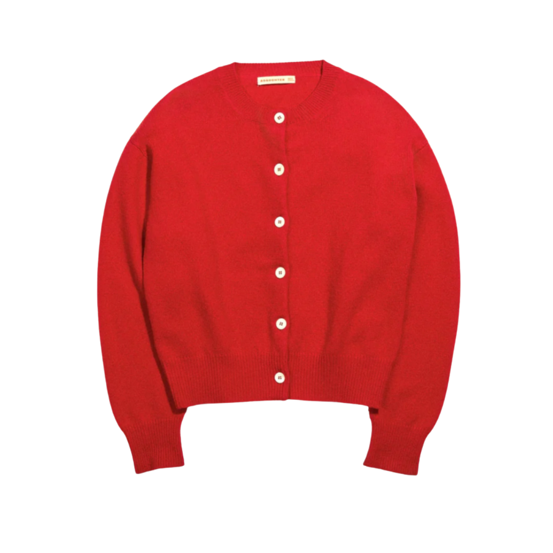 &amp;amp;Daughter, Ada Crewneck Cardigan in Poppy Red
