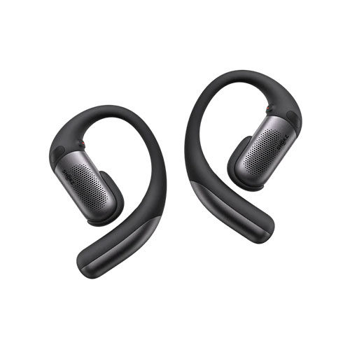 A stock picture of the Shokz OpenFit earbuds on a white background