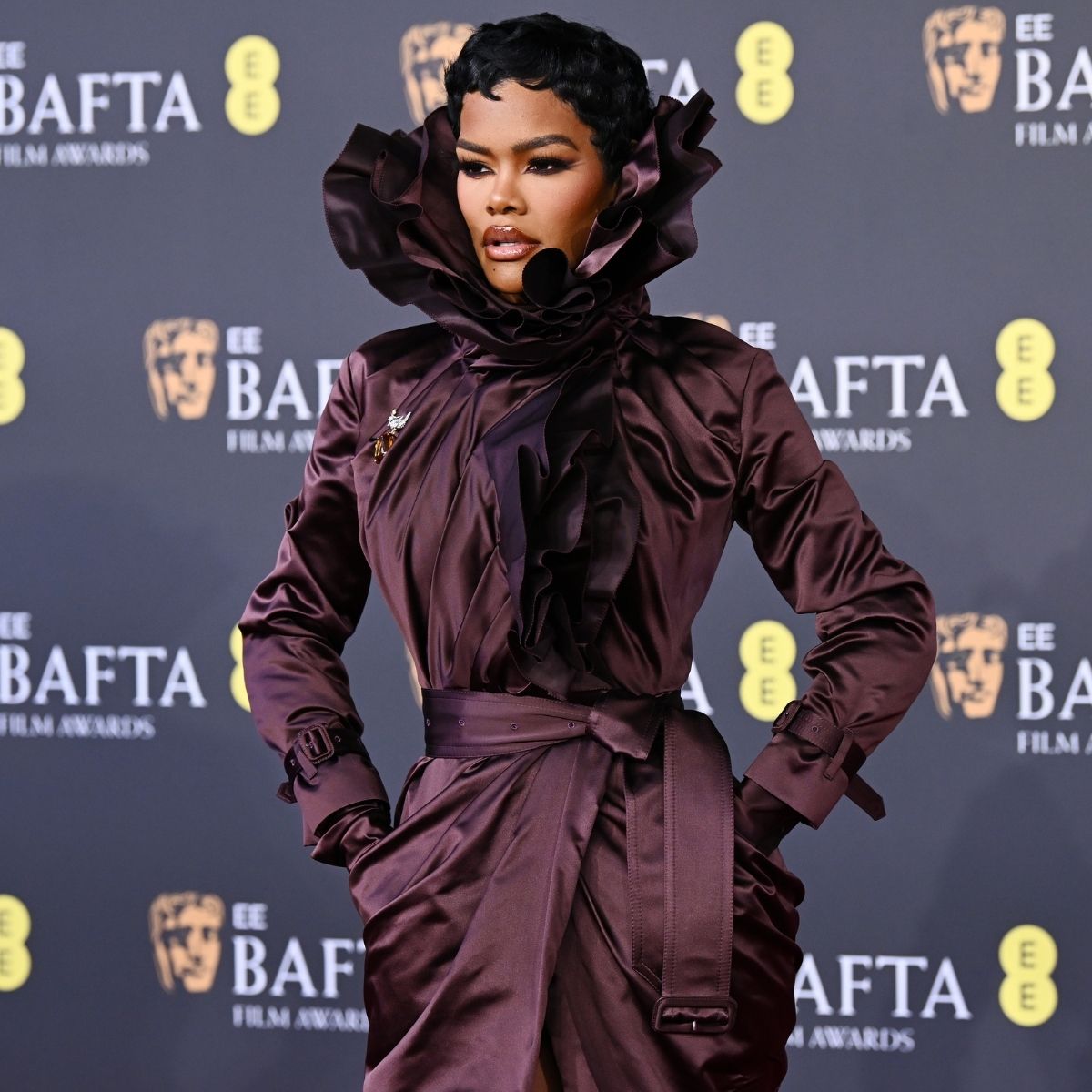 An image of Teyana Taylor wearing the Victorian fashion trend on the 2026 BAFTAs red carpet. 