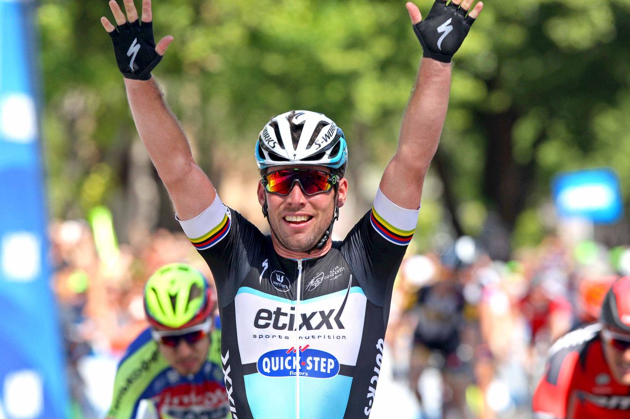 Mark Cavendish (Etixx-Quick Step) celebrates stage victory