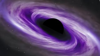 An illustration of dark energy swirling around a black hole