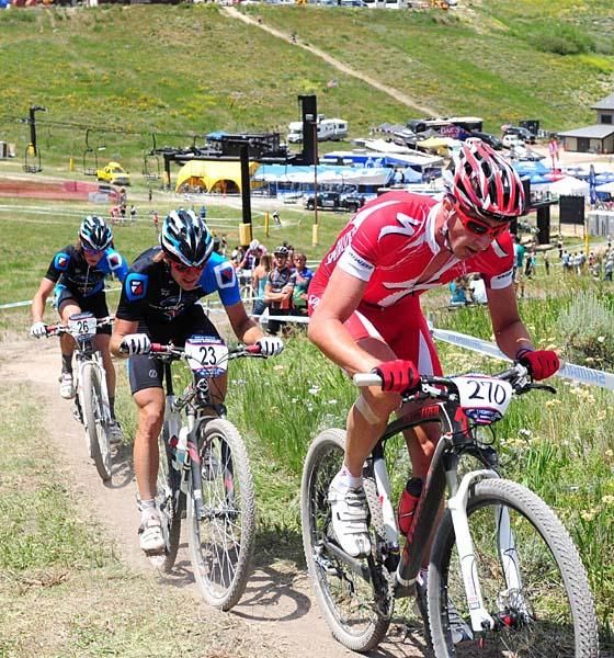 Todd Wells (Specialized) leads JHK and Sam Schultz up the climb.