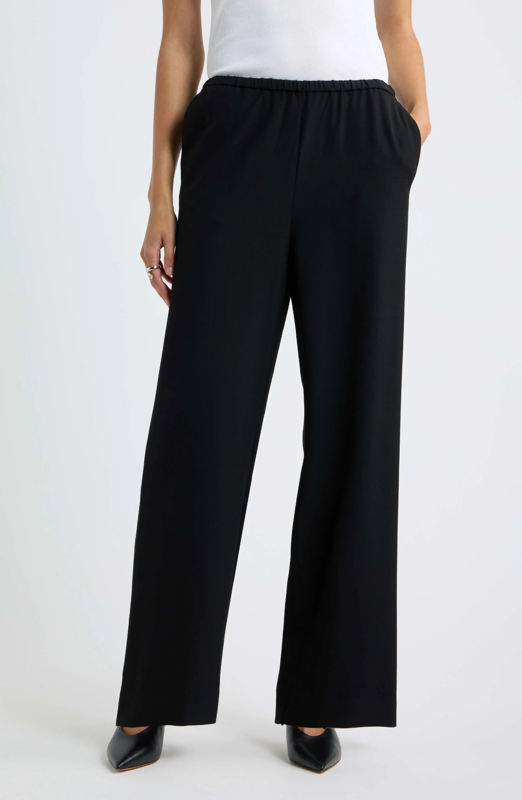 Nordstrom, Wool Blend Pull on Wide Leg Pants