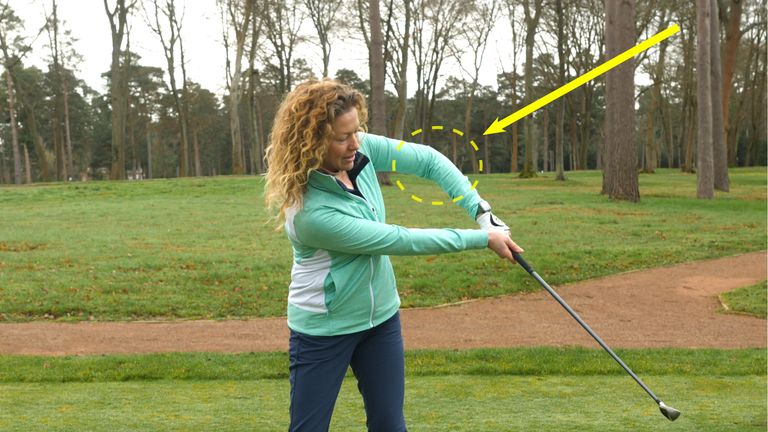 What is a chicken wing golf swing?