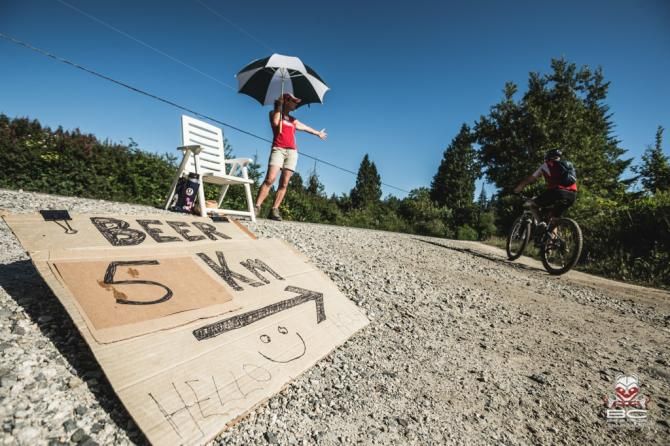 Cold refreshments for riders at the finish line.
