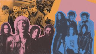 A montage of pictures of Oasis, The Verve and Primal Scream
