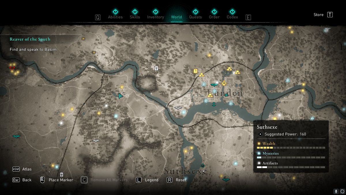 AC valhalla Suthsexe monk's lair treasure hoard map location
