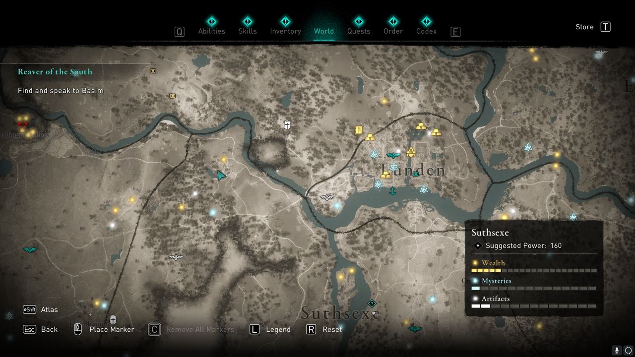 AC valhalla Suthsexe monk's lair treasure hoard map location