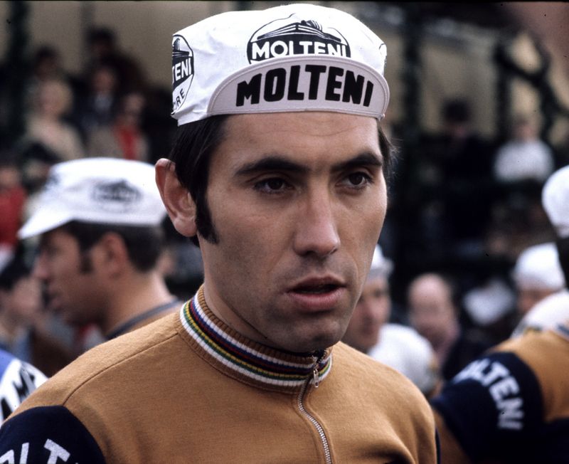 Eddy Merckx in the iconic Molteni kit at the 1971 Tour de France which he would go on to win