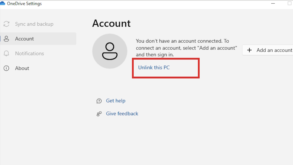 How to Unlink your PC from OneDrive.