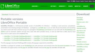 LibreOffice Portable website screenshot