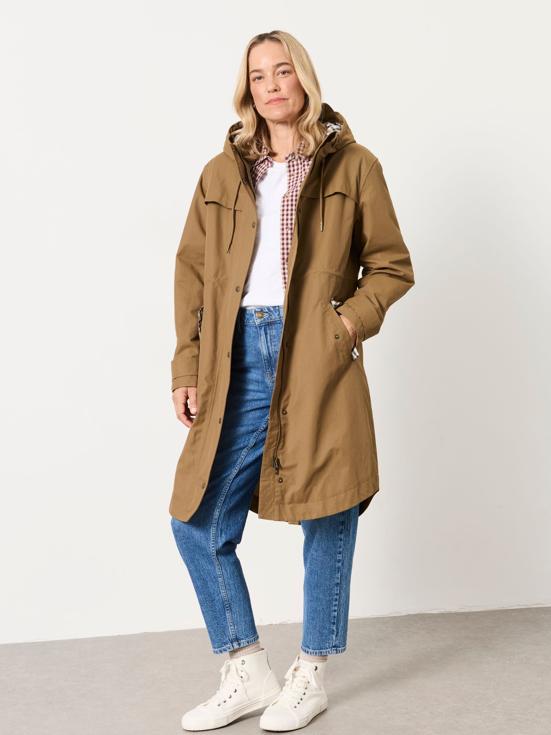 Inverness Sand Long Raincoat - Size 6