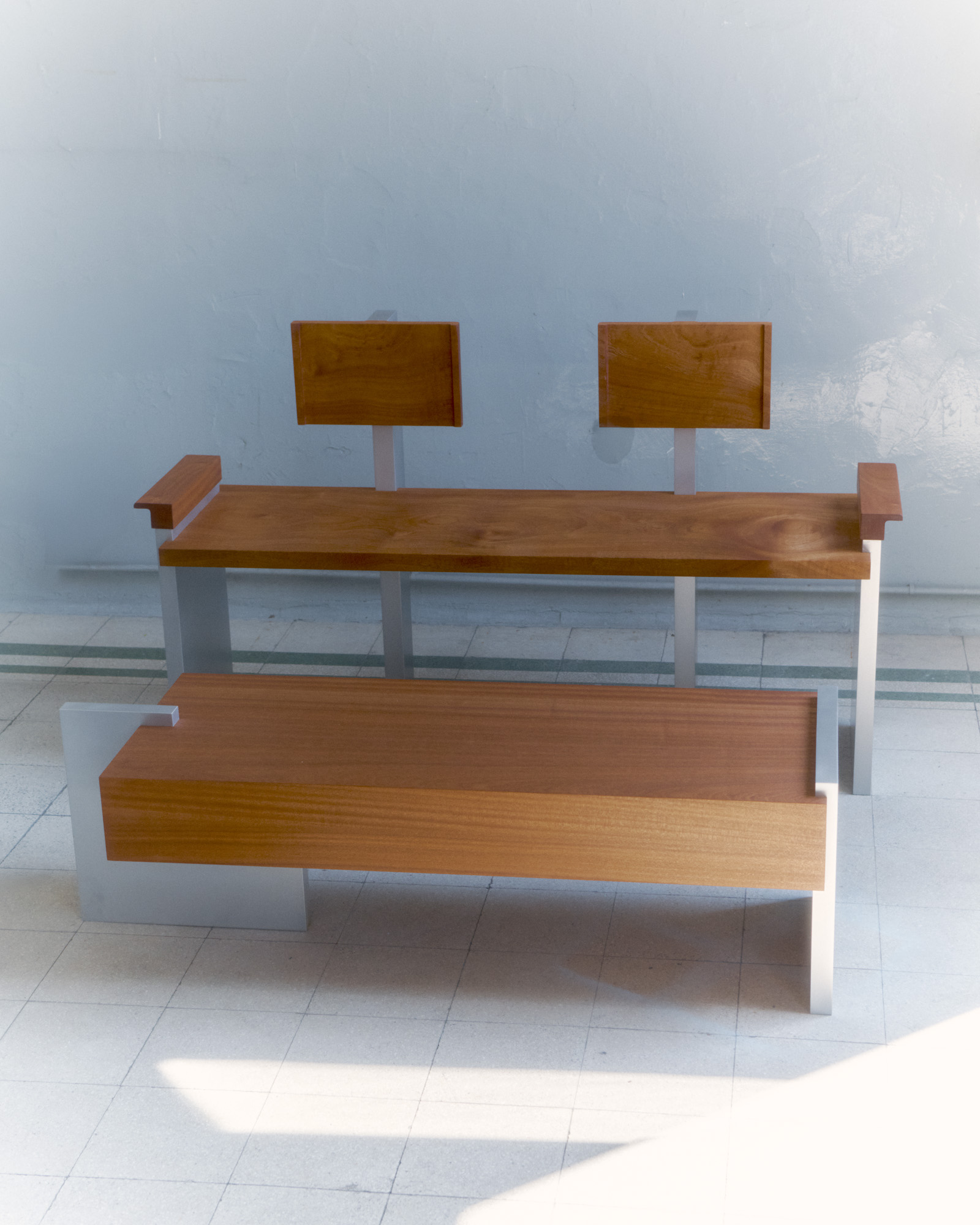 Wood and metal furniture seen at Milan Design Week 2026