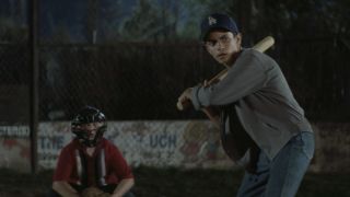 Benny at bat for the night game in The Sandlot