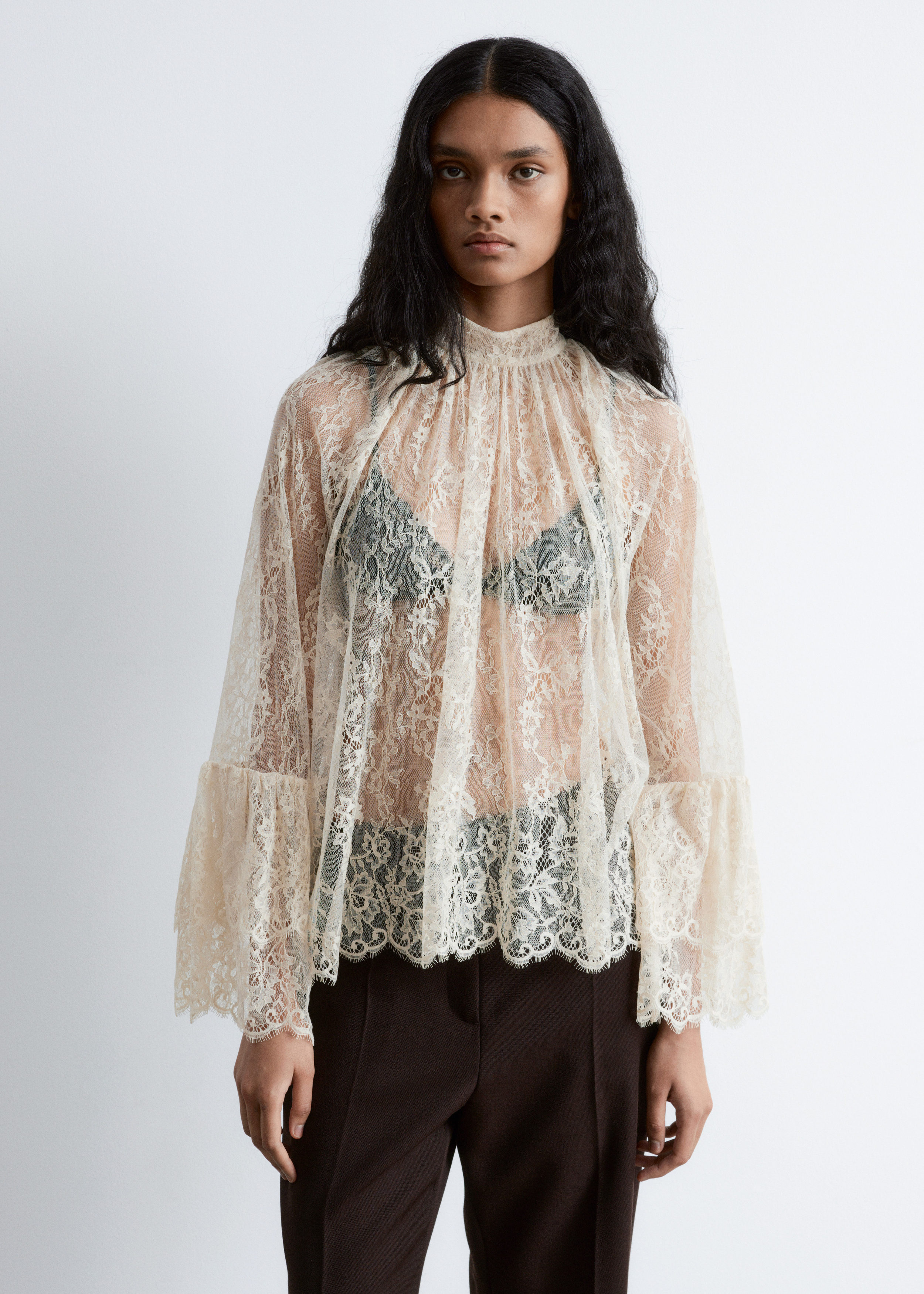 Flounced Lace Blouse